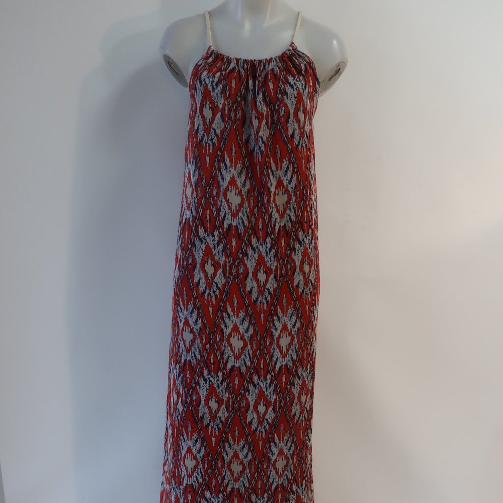 Womens Darah Dahl Red Blue White Batik Maxi Halter Dress 10